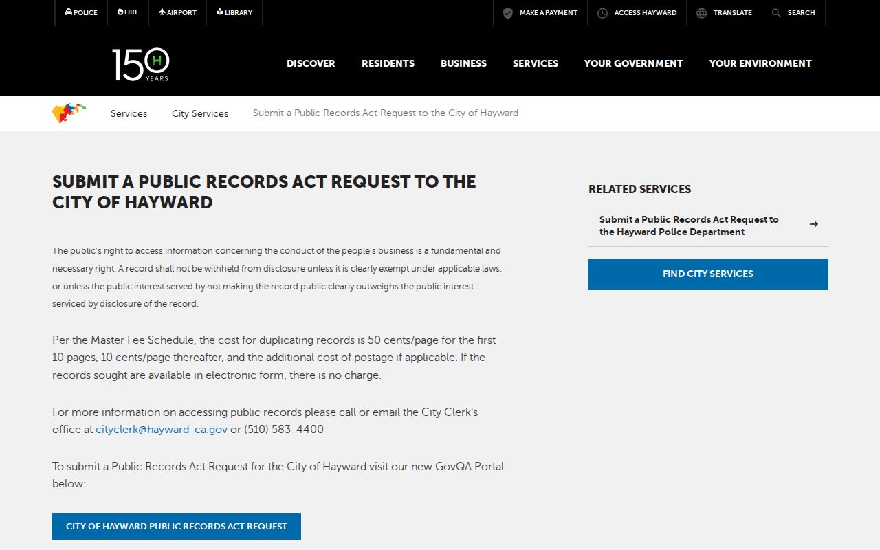 Hayward people search through city public records archives